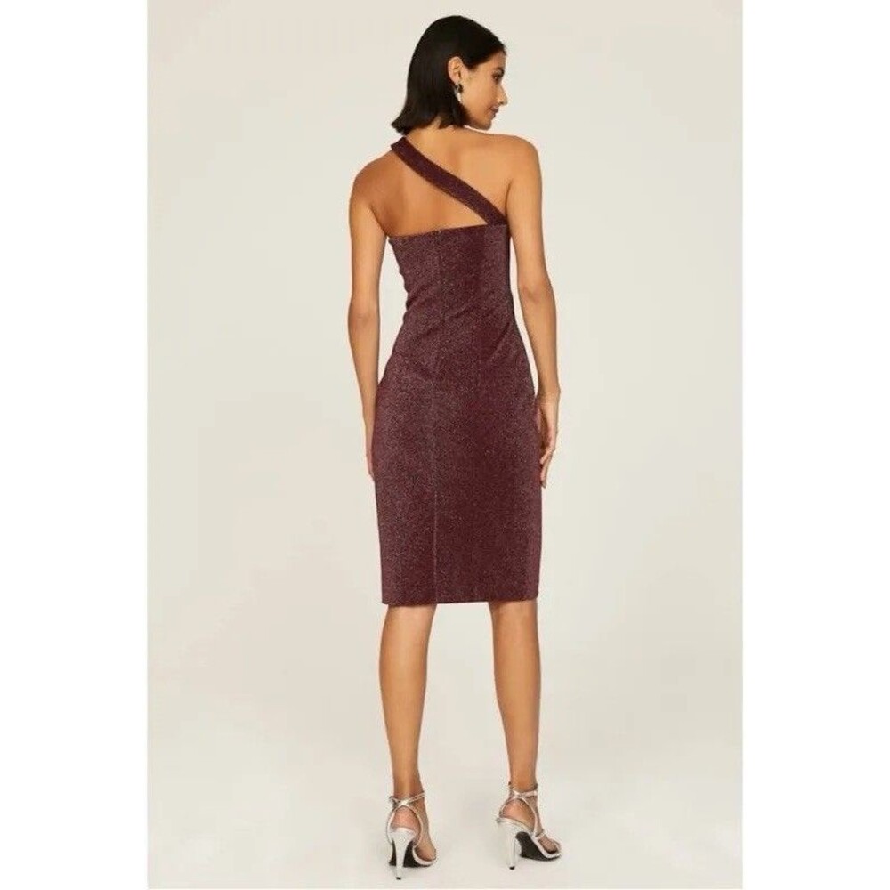 Black Halo Vintea Sheath Dress Plum Merlot Purple Metallic Cocktail Women’s 2 - Picture 9 of 16